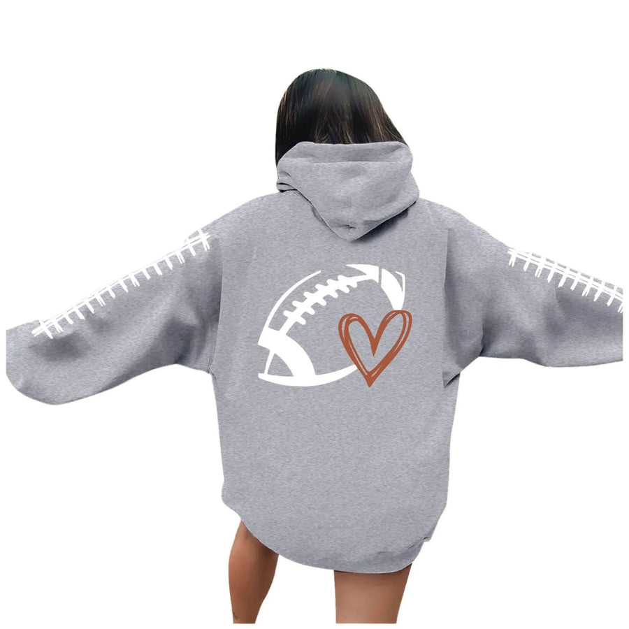 Damen Kapuzenpullover mit kreative Football-Motiv und lässigen Schnitt