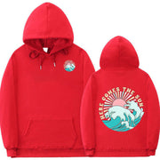 Damen Kapuzenpullover mit künstlerischem Wellenmotiv und inspirierendem Aufdruck