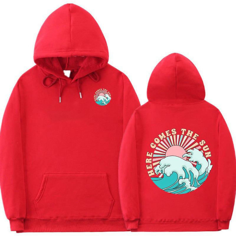 Damen Kapuzenpullover mit künstlerischem Wellenmotiv und inspirierendem Aufdruck