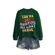 Damen Sweatshirt mit fröhlichem Comic-Slogan und lässigem Schnitt