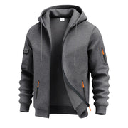 Herren nan technische Zip-Hoodiejacke mit wasserabweisenden Reißverschlusstaschen, Kapuze und verstärkten Ärmelpaspeln Drune