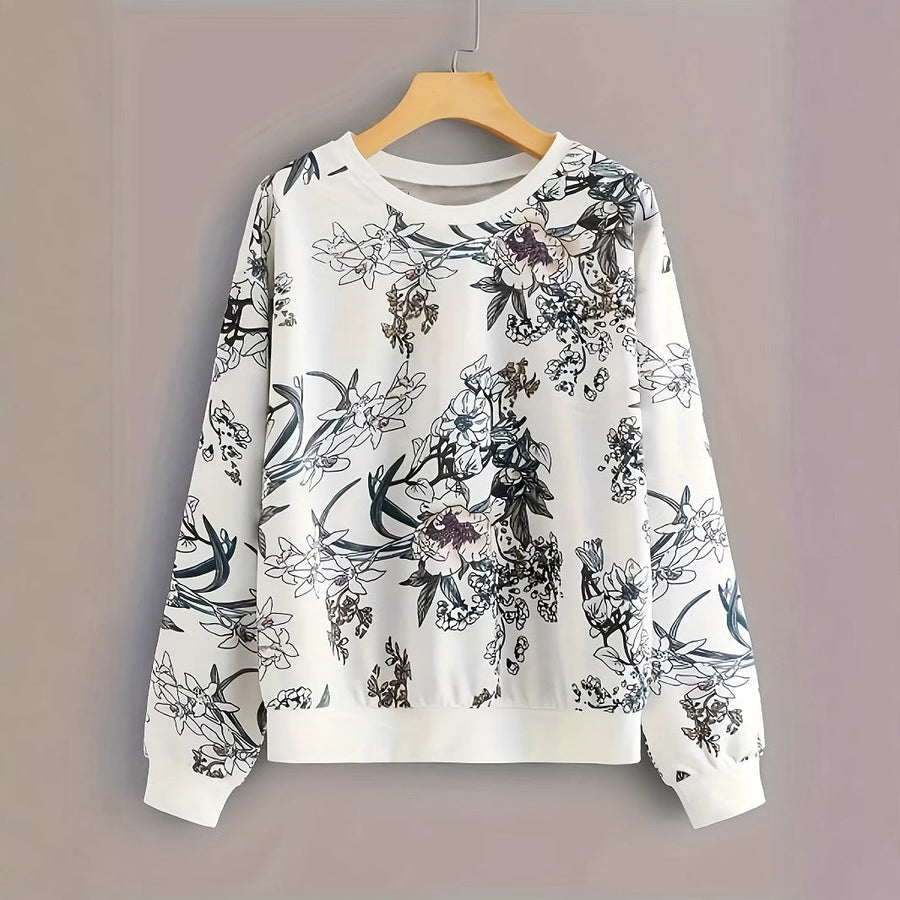 Damen Sweatshirt mit floralem Druck und relaxed Fit