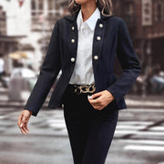 Damen elegante Bikerjacke mit Knöpfen und taillierter Silhouette