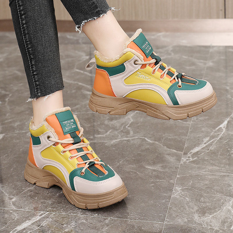 Damen warme High-Top Sneaker mit kuscheligem Innenfutter