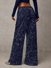 Damen extravagante Palazzohose mit Paillettenbesatz