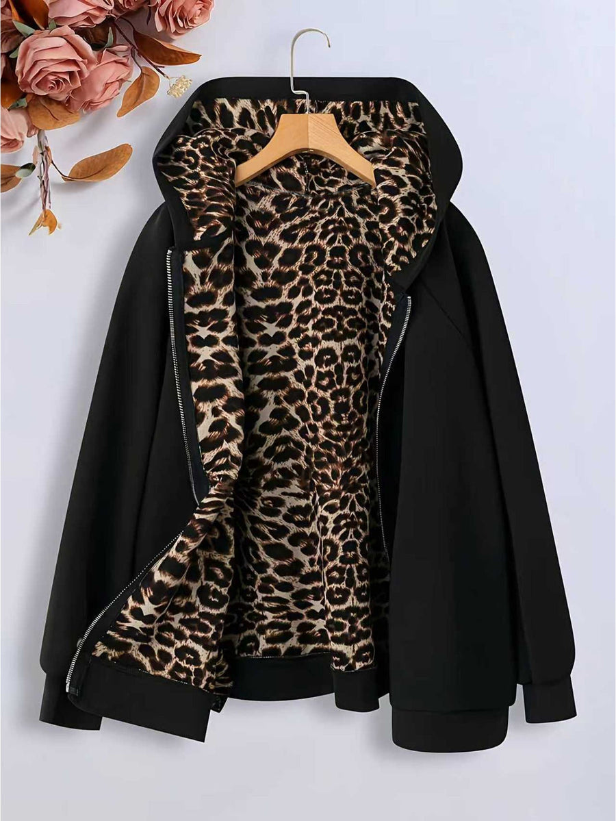 Damen kuschelige Fleecejacke mit tierischem Innenfutter