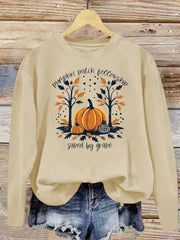 Damen Sweatshirt mit herbstlichem Kürbis-Motiv und lässigem Schnitt