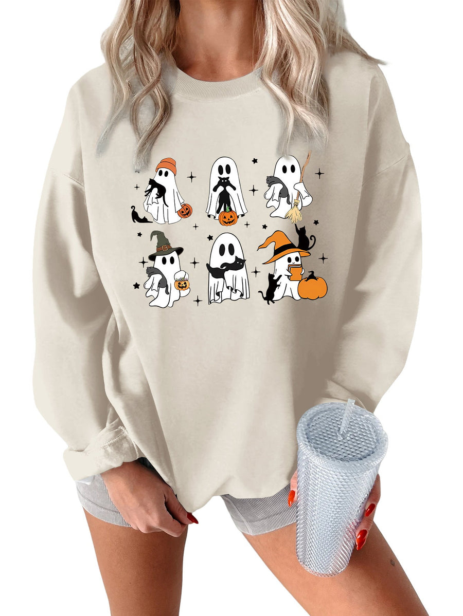 Damen Sweatshirt mit kreativem Gruselmotiv