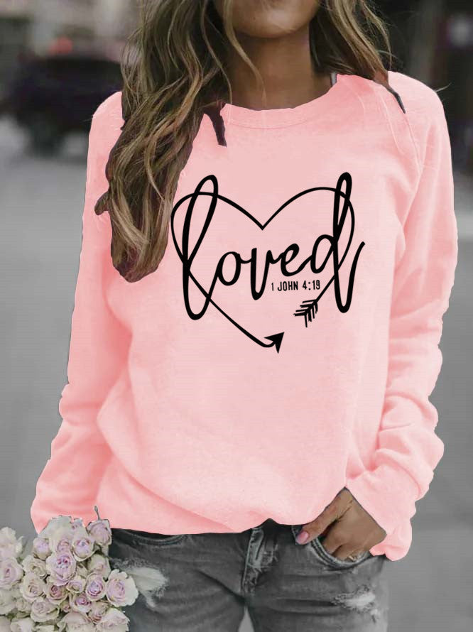 Damen Sweatshirt mit herzförmigem Aufdruck und inspirierender Botschaft