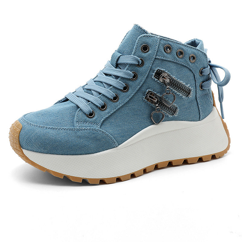 Damen High-Top Sneakers mit modischen Reißverschlussdetails und dämpfender Laufsohle