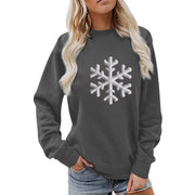 Damen Sweatshirt mit funkelndem Schneeflockenmotiv und lässigem Schnitt