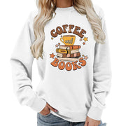 Damen Sweatshirt mit kreativem Kaffeebuch-Design