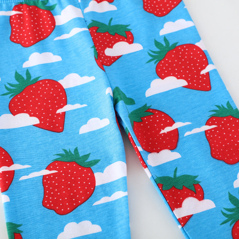 Mädchen Leggings mit fröhlichem Erdbeermotiv Drune