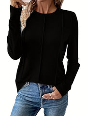 Damen lässiges Longsleeve-Oberteil mit strukturiertem Design und raffinierten Nähten
