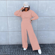 Damen lässiger Jumpsuit mit weitem Bein und praktischer Kapuze