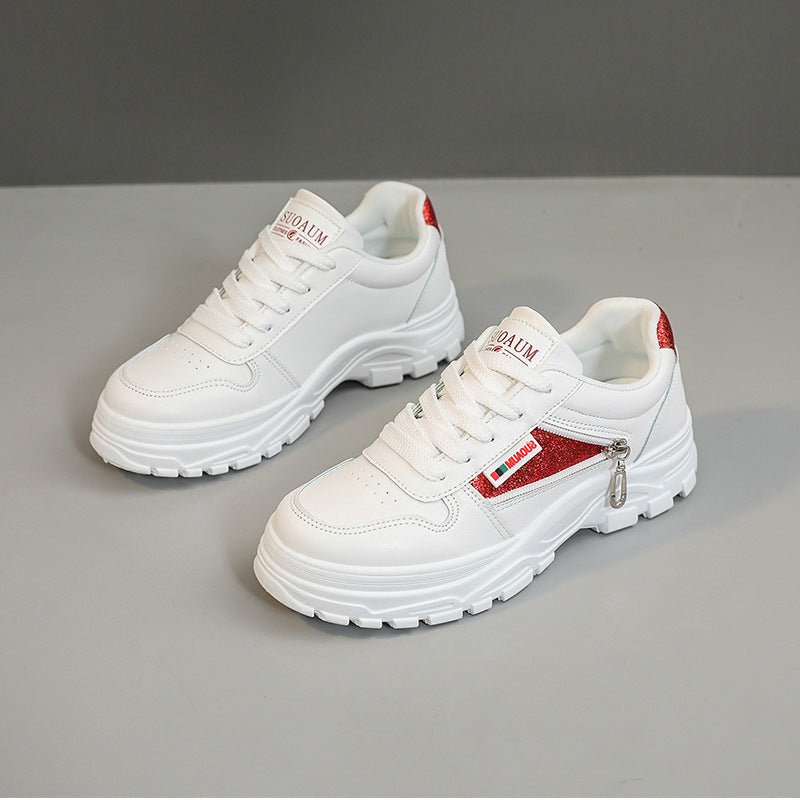 Damen sportliche Sneaker mit modischem Reißverschluss und stoßdämpfender Sohle