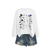 Damen Sweatshirt mit floralem Grafikdesign und weichem Innenfutter