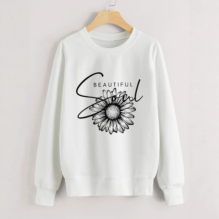 Damen Sweatshirt mit floralem Motiv und inspirierendem Schriftzug