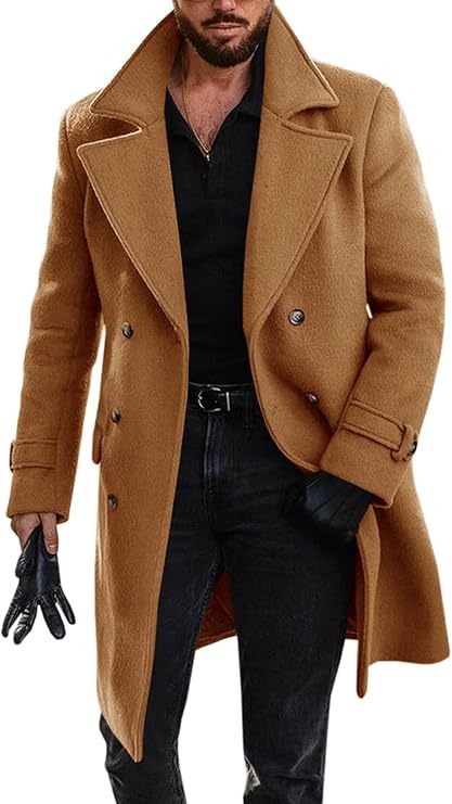 Herren eleganter Langmantel mit doppelter Knopfleiste Aliams