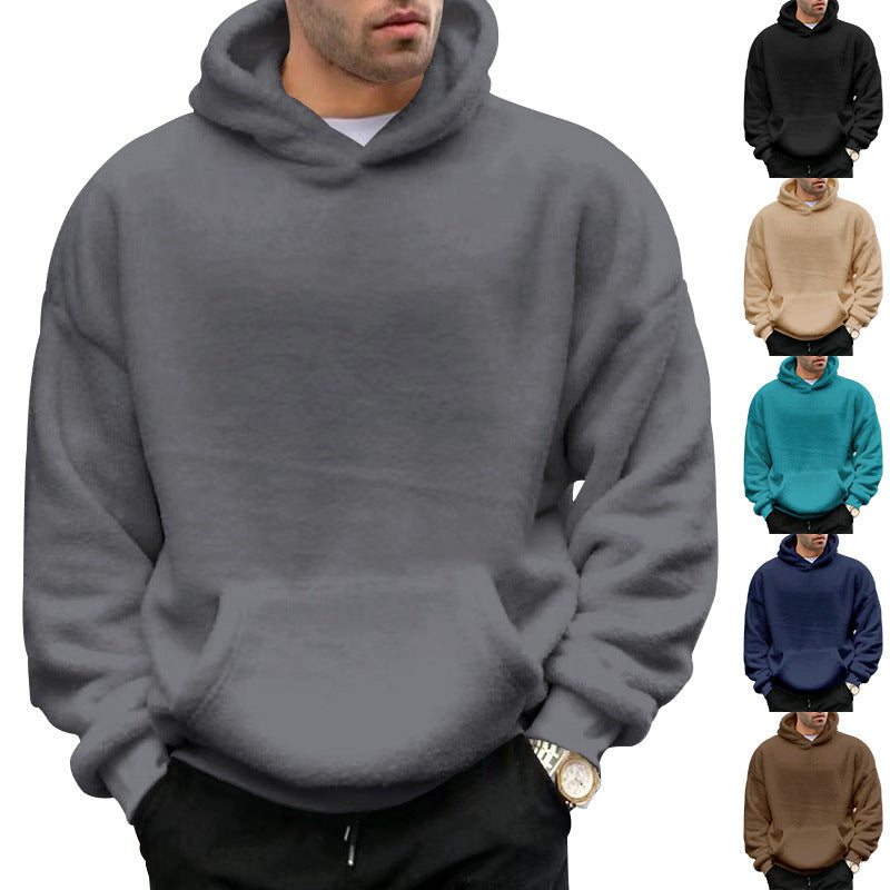 Unisex nan kuscheliger Teddy-Fleece Hoodie mit überlanger Passform und Kängurutasche Drune