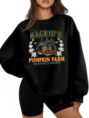 Damen Sweatshirt mit gemütlichem Rundhalsausschnitt und herbstlichem Kürbis-Motiv