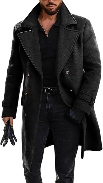 Herren eleganter Langmantel mit doppelter Knopfleiste Aliams