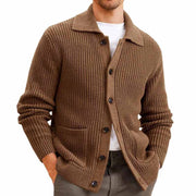 Herren Strickjacke mit großflächiger Rippstruktur und praktischen Taschen Aliams