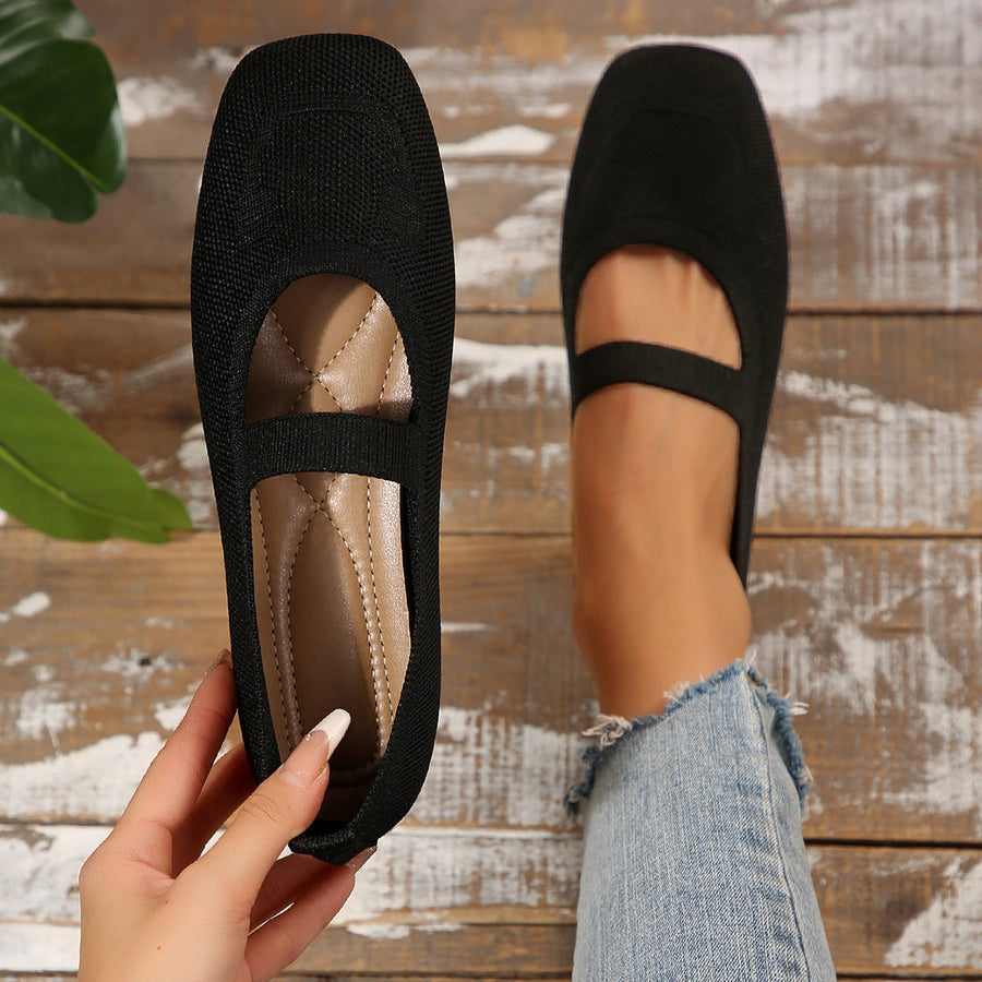 Damen atmungsaktive Ballerinas mit flexiblem Gummi-Obermaterial und verstellbarem Riemen Heidi-Mode