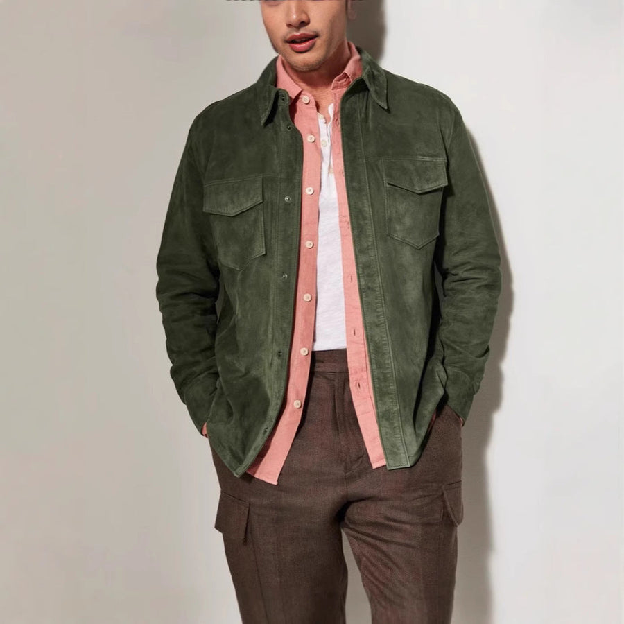 Herren Wildlederjacke mit stilvollen Pattentaschen Aliams