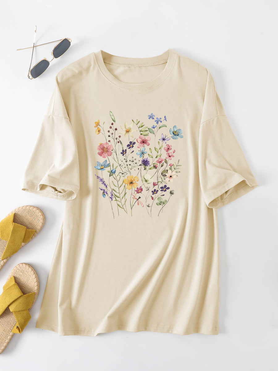 Damen lässiges Sommerblusenshirt mit floralem Druck