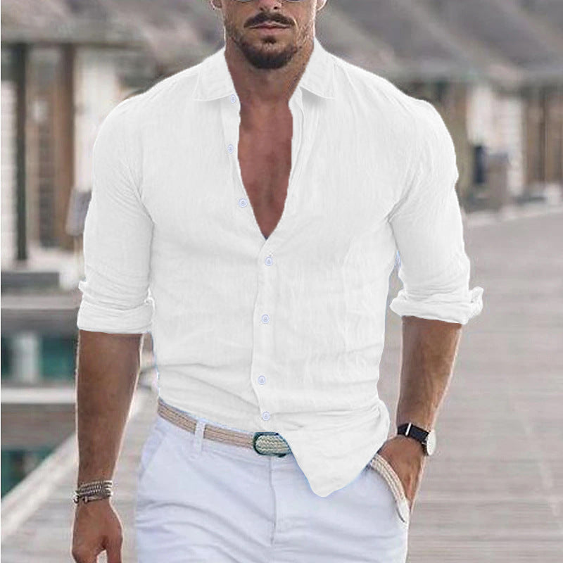 Herren Premium Leinenhemd mit modernem Slim-Fit Schnitt und hautfreundlicher Textur Heidi-Mode