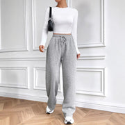 Damen bequeme Freizeithose mit weitem Schnitt und elastischem Bund