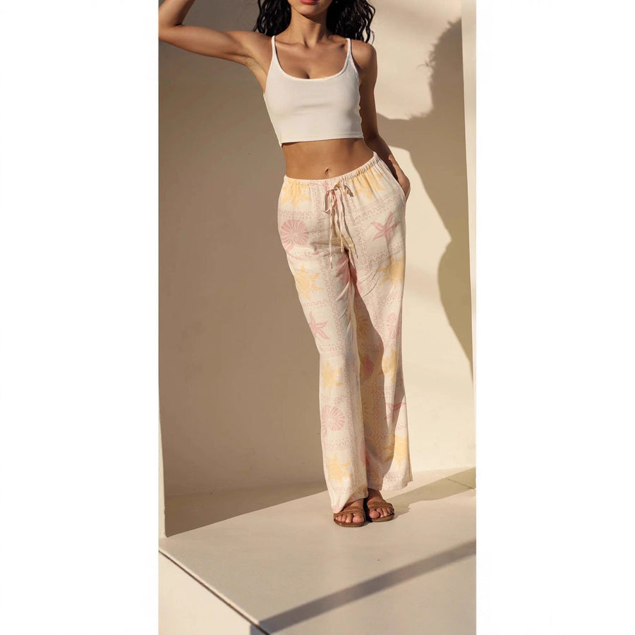 Damen bequeme Schlafhose mit maritimem Muster