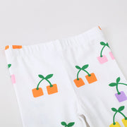 Mädchen Leggings mit fröhlichem Blüten- und Pflanzenmuster Drune
