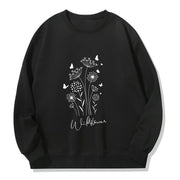 Damen Sweatshirt mit floralem Wildblumenprint und kuscheligem Innenfutter