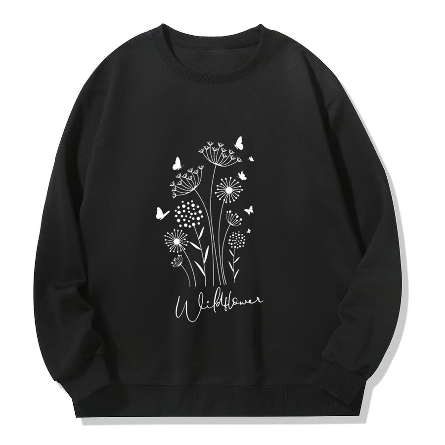 Damen Sweatshirt mit floralem Wildblumenprint und kuscheligem Innenfutter