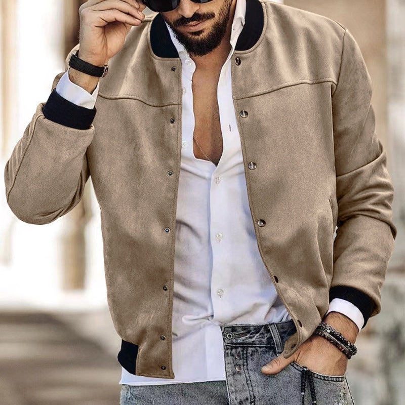 Herren stylische Wildlederjacke mit praktischen Reißverschlusstaschen Aliams