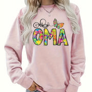 Damen Sweatshirt mit kreativem botanischem Aufdruck