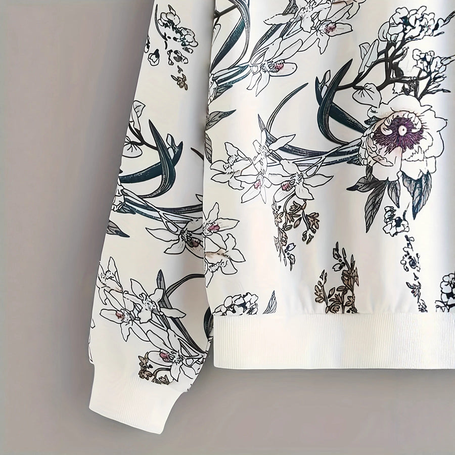 Damen Sweatshirt mit floralem Druck und relaxed Fit