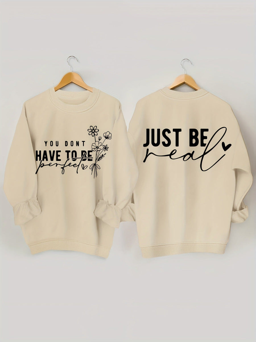 Damen lässiger Pullover mit inspirierenden Botschaften