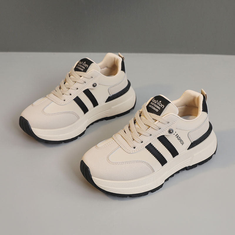 Damen modische Plateau Sneakers mit atmungsaktiver Oberflächenstruktur