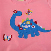 Mädchen Sweatshirt mit buntem Dinosaurier- und Blumenapplikationen Drune