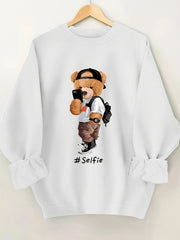 Damen Sweatshirt mit künstlerischem Bärendesign und lässigem Schnitt