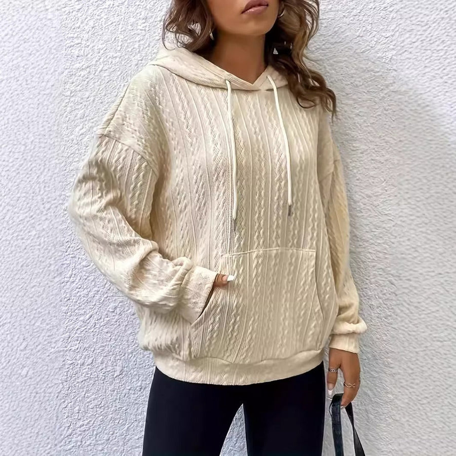 Damen Hoodie mit strukturiertem Strickdesign und bequemer Passform