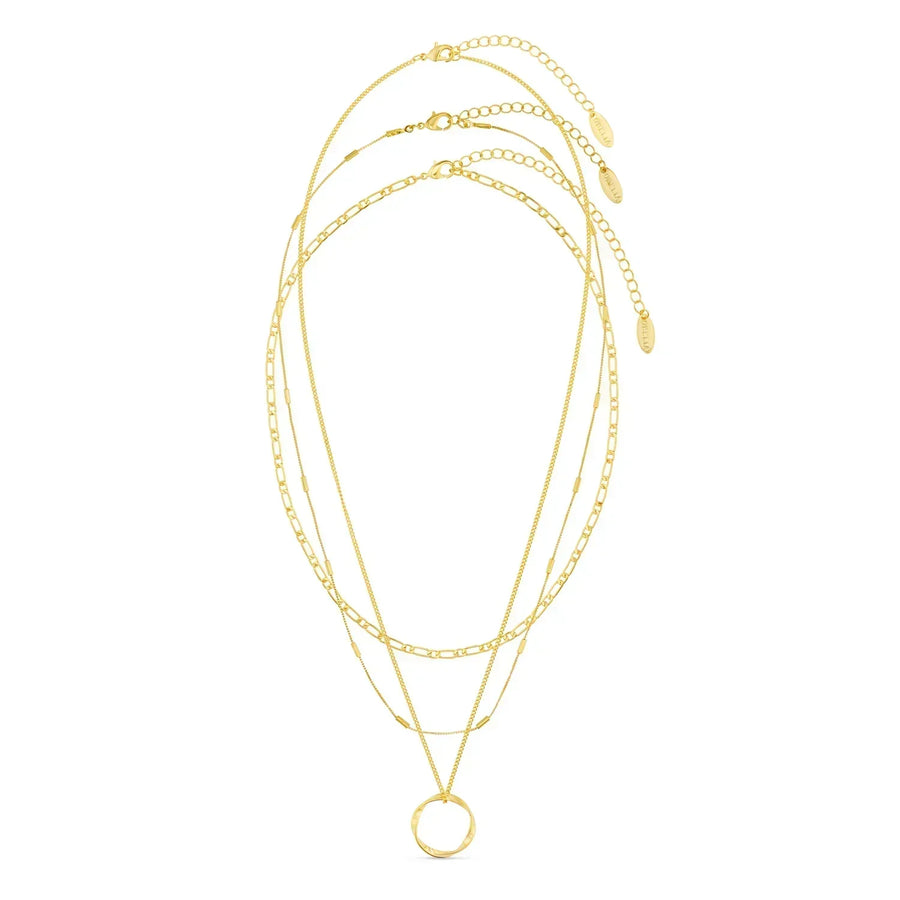 Gesuina® | Offener Kreis dreireihige Halskette Gold