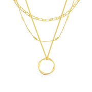 Offene Kreis Dreireihige Halskette | Gold