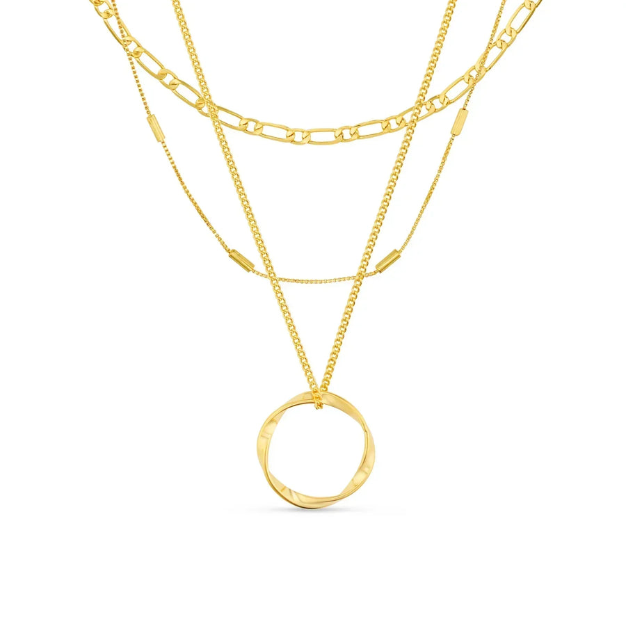 Offene Kreis Dreireihige Halskette | Gold