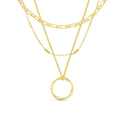 Gesuina® | Offener Kreis dreireihige Halskette Gold