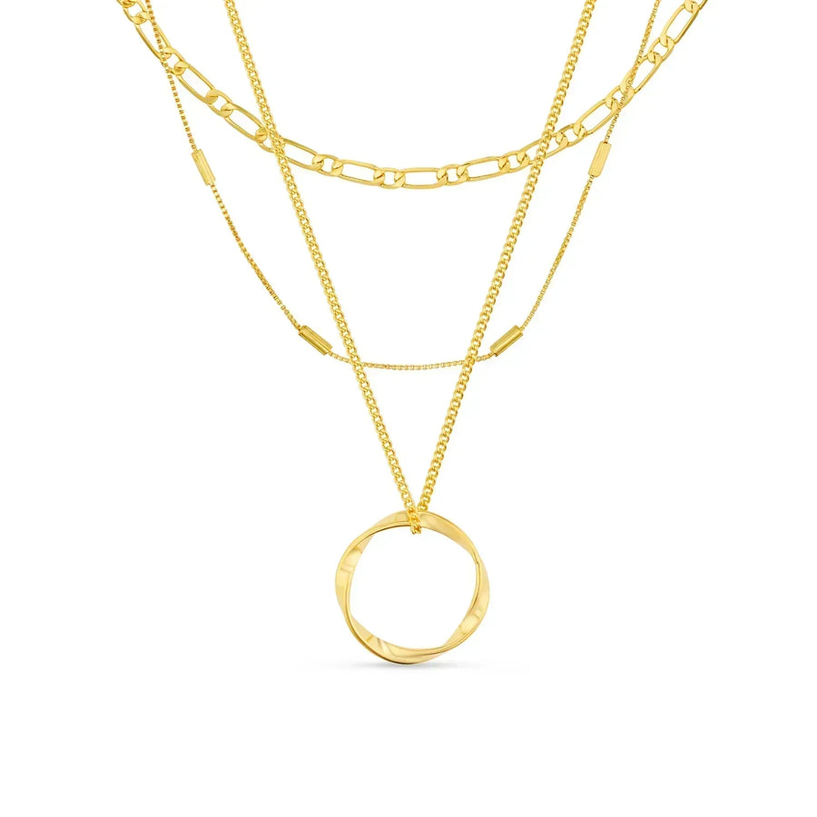 Gesuina® | Offener Kreis dreireihige Halskette Gold