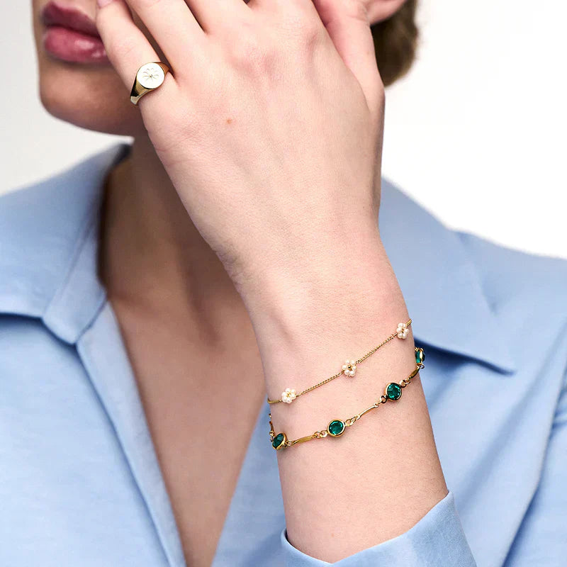 Goldenes Armband mit Smaragd-Link-Kette